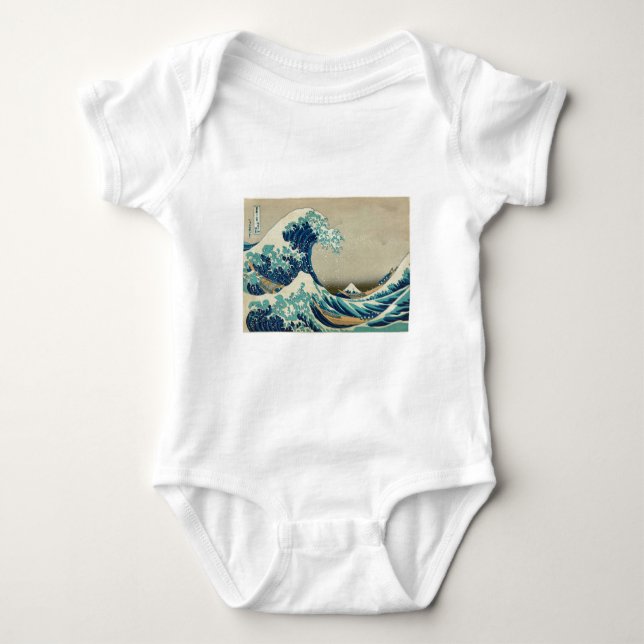 Asiatisk konst - underbaren vinkar av Kanagawa Tee Shirt (Framsida)