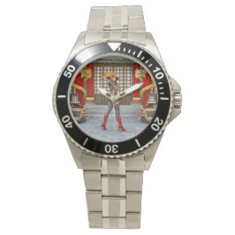 Asiatisk krigardotter-fantasi Samuraj-konstverk Armbandsur
