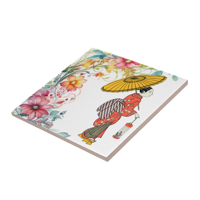 Asiatisk kvinnlig keramik Tile Kakelplatta (Sidan)