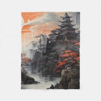 Asiatisk landskapskonst fleecefilt