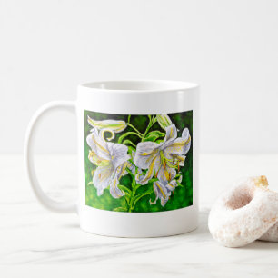 Asiatisk liljamugg för vit kaffemugg