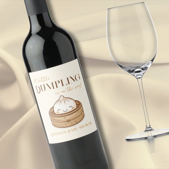 Asiatisk liten dupling Kawaii Baby Shower Vinflaska Etikett (Skapare uppladdad)