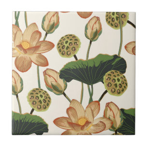 Asiatisk lotus-blomma. kakelplatta