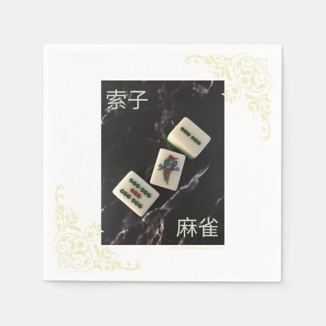 Asiatisk mahjong napkin med bamboo pappersservett (Framsidan)