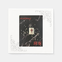 Asiatisk mahjong napkin med Röda draken