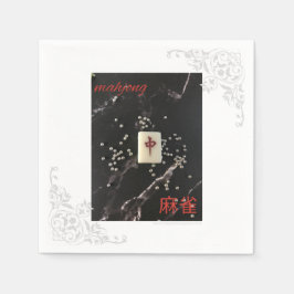 Asiatisk mahjong napkin med Röda draken Pappersservett