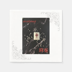 Asiatisk mahjong napkin med Röda draken Pappersservett