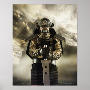 Asiatisk man i samuraarmé poster