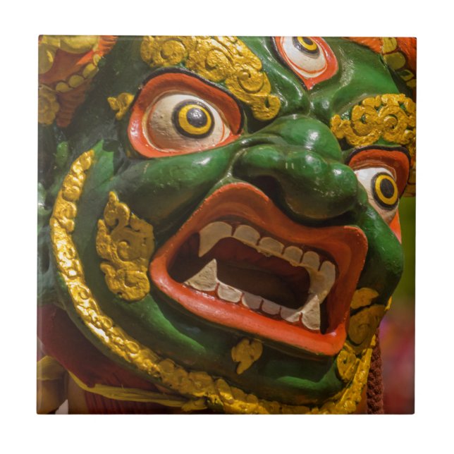 Asiatisk maskerad dansare kakelplatta (Framsidan)
