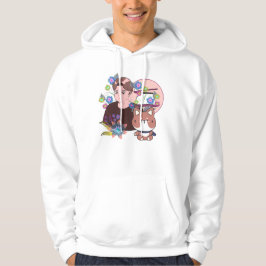 Asiatisk mat tid & söt hund med protesarm hoodie