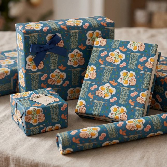 Asiatisk matillustration Inpackningspapper med Ram Presentpapper (Skapare uppladdad)