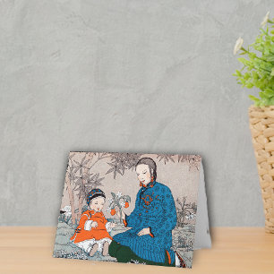 Asiatisk mor och barn mors dagskort kort