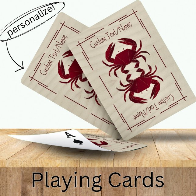 Asiatisk Origami Red Crab på det anpassade namnet  Casinokort (Skapare uppladdad)