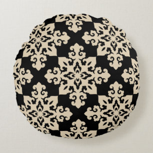 Asiatisk Ornamental Motive Geometric Mönster Rund Kudde