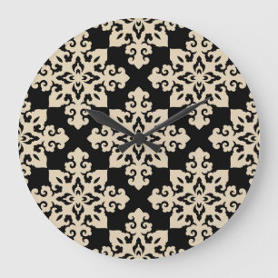 Asiatisk Ornamental Motive Geometric Mönster Stor Klocka