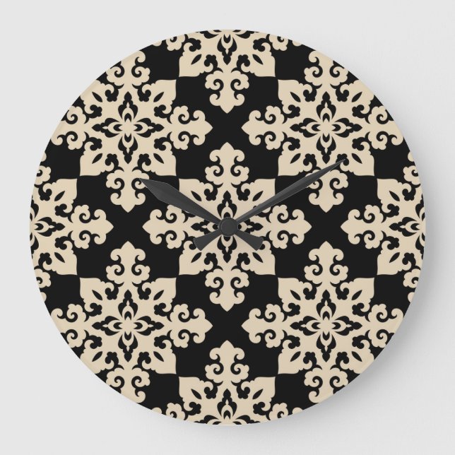 Asiatisk Ornamental Motive Geometric Mönster Stor Klocka (Framsida)