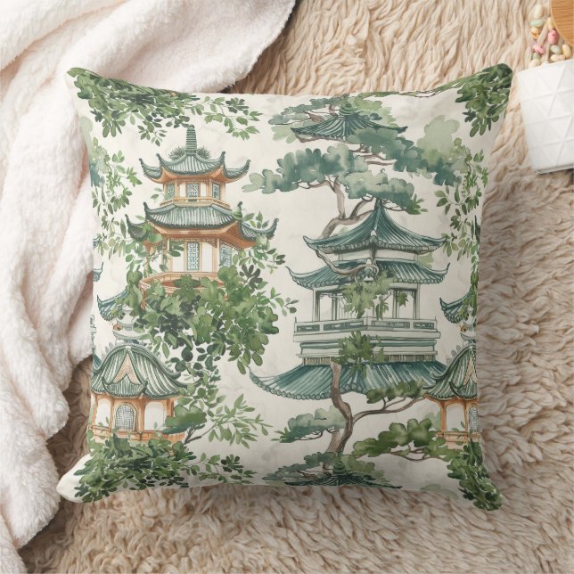 Asiatisk Pagod Frodig Botanisk Skog Kudde (Filt)