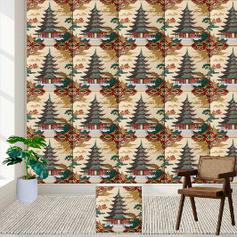 Asiatisk Pagoda Chinoiserie Design Tile Kakelplatta