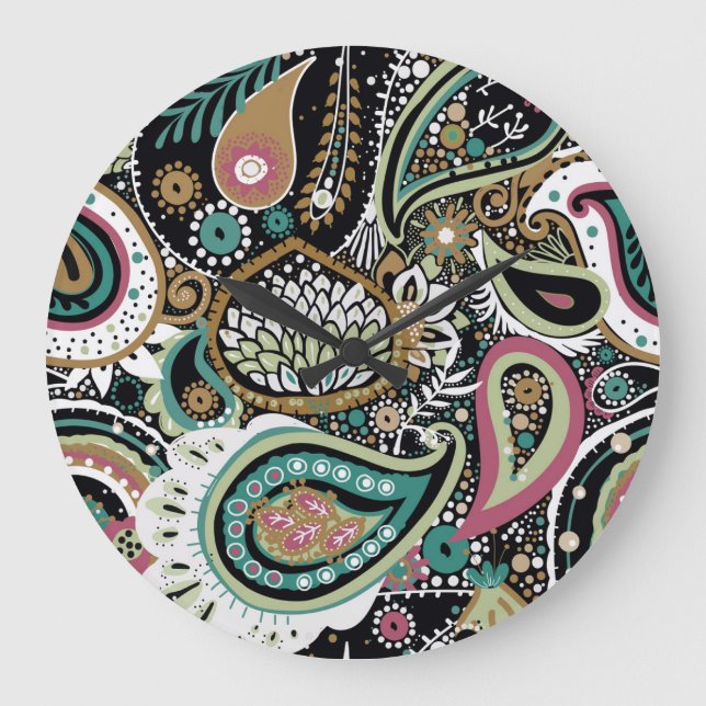Asiatisk paisley: modern, sömlös design. stor klocka (Framsida)