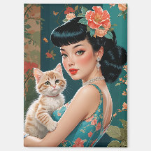 Asiatisk Pin-Up och Cute Kitten