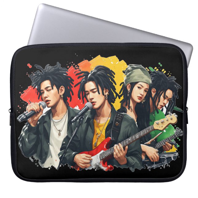 Asiatisk Reggae Band K-Pop Dreadlocks Rasta Laptop Fodral (Framsidan)