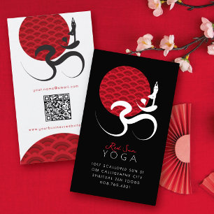 Asiatisk Röd Sol Yoga & Modern Zen Kalligrafi Om A Visitkort