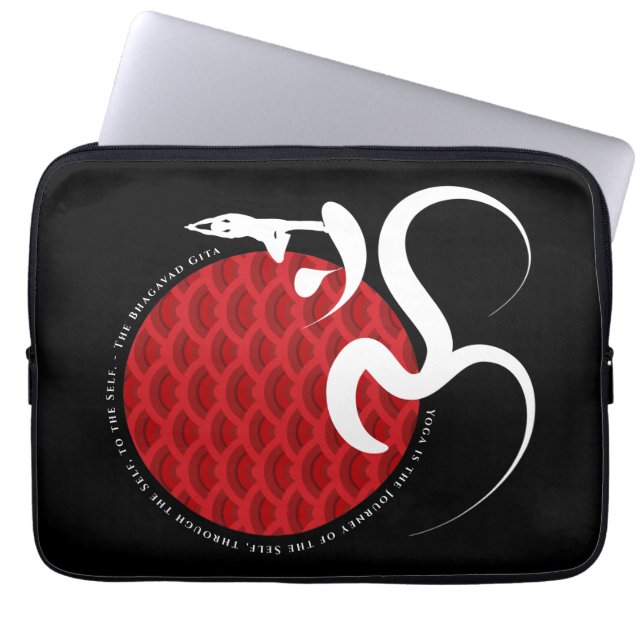 Asiatisk röd Sol Yoga och modern zen Calligraphy O Laptop Fodral (Framsidan)