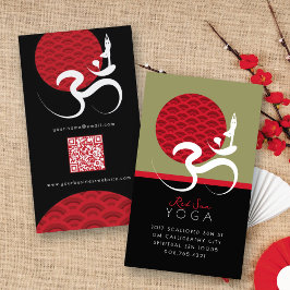 Asiatisk röd Sol Yoga och modern zen Calligraphy O Visitkort