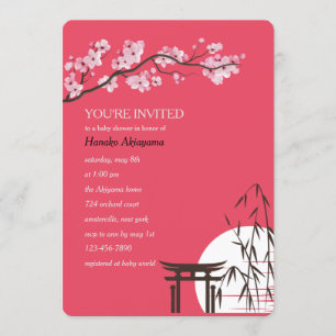 Asiatisk Sakura baby showerinbjudan Inbjudningar