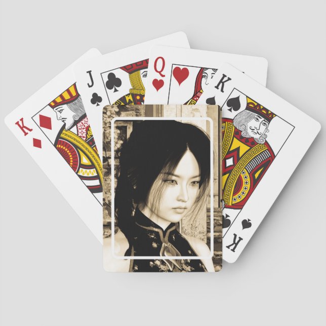 Asiatisk Skönhet Spel Kort (Baksidan)