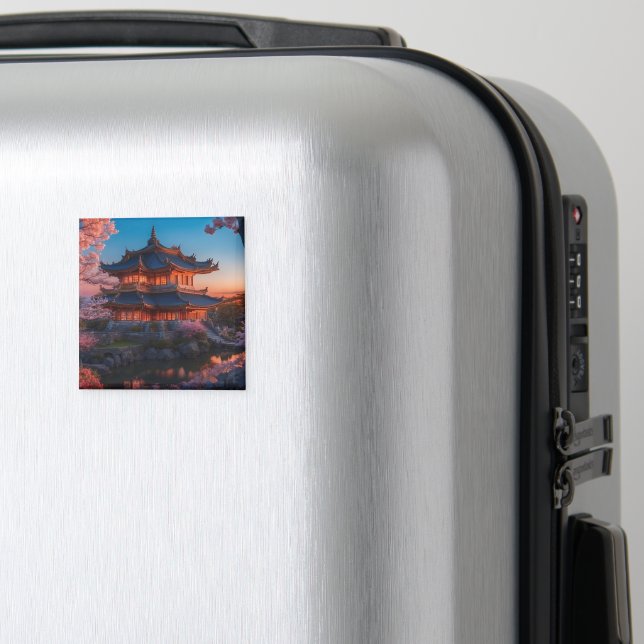 Asiatisk slott av Garden Sunset Magnet (In Situ (Luggage))