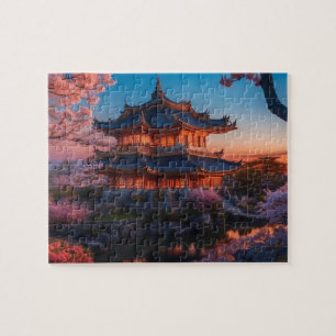 Asiatisk slott av Garden Sunset Pussel