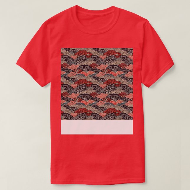 Asiatisk, sömlös Mönster Gammal japansk-koreanska T Shirt (Design framsida)