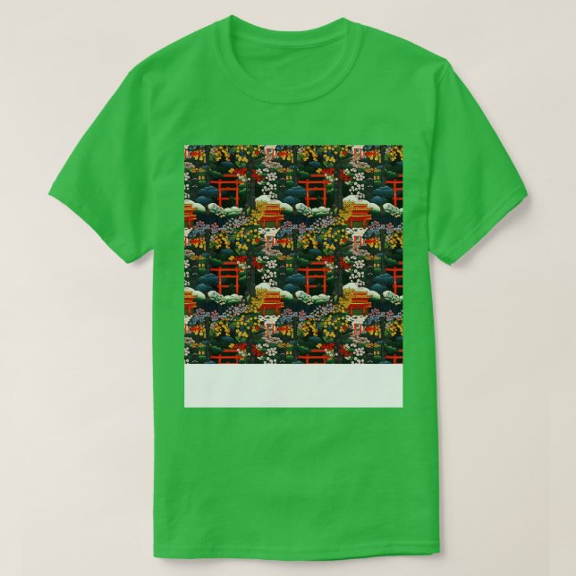 Asiatisk, sömlös Mönster Gammal japansk-koreanska T Shirt (Design framsida)