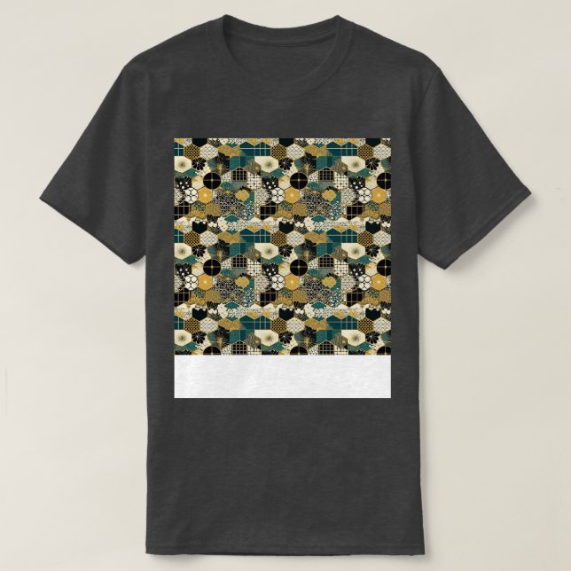 Asiatisk, sömlös Mönster Gammal japansk-koreanska T Shirt (Design framsida)