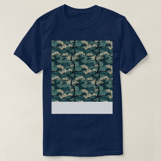 Asiatisk, sömlös Mönster Gammal japansk-koreanska T Shirt (Design framsida)