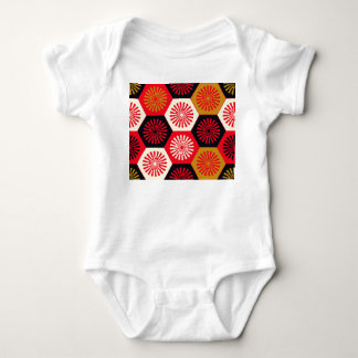 Asiatisk Stil Blommigt Hexagonal Mönster T Shirt
