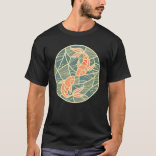 Asiatisk stil Yin Yang Koi Fisk Design T-Shirt