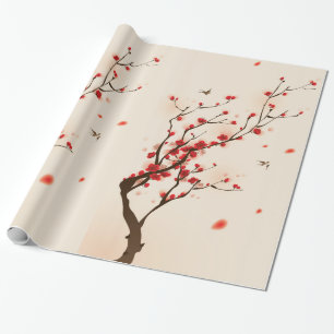 Asiatisk stilmålning, plommonblommar i vår presentpapper