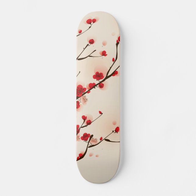 Asiatisk stilmålning, plommonblommar i vår skateboard bräda 20 cm (Framsida)