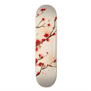 Asiatisk stilmålning, plommonblommar i vår skateboard bräda 20 cm