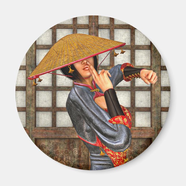Asiatisk stridskvinna magnet (Framsidan)