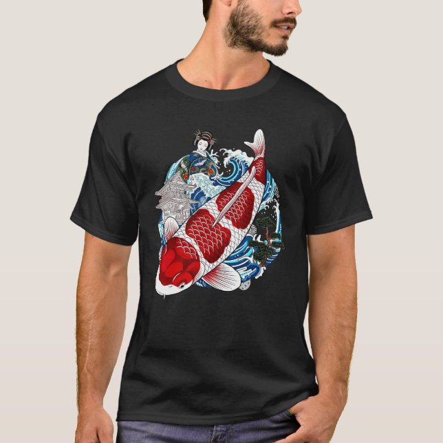 Asiatisk tatuering | Japansk Koi-fisk | T-Shirts (Framsida)