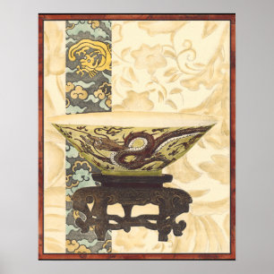 Asiatisk teaterkonst med Bowl och Dragon Design Poster