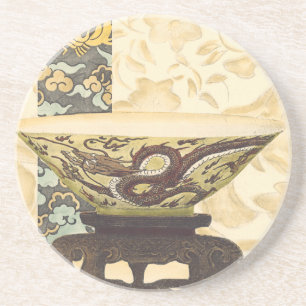 Asiatisk teaterkonst med Bowl och Dragon Design Underlägg Sandsten