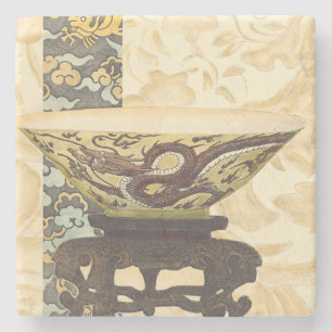 Asiatisk teaterkonst med Bowl och Dragon Design Underlägg Sten