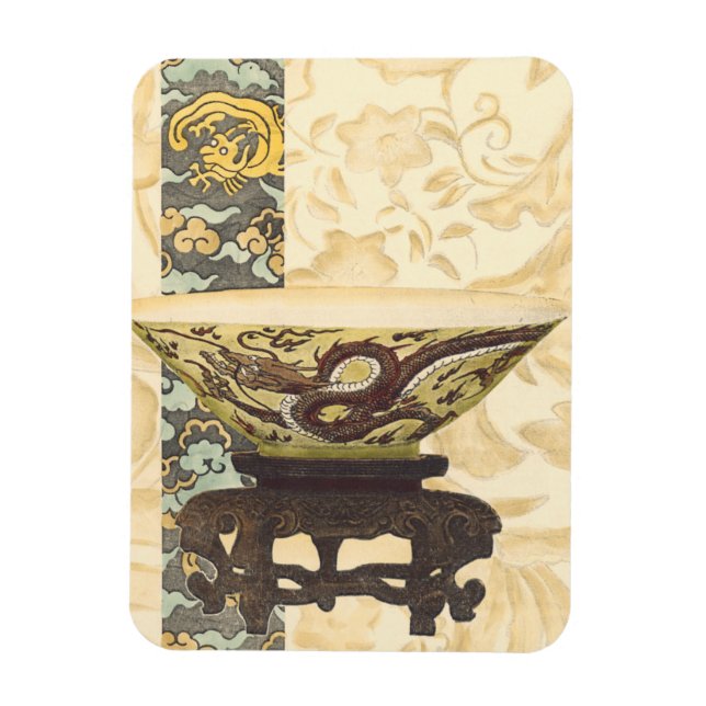 Asiatisk terapi med Bowl och Dragon Design Magnet (Vertikal)