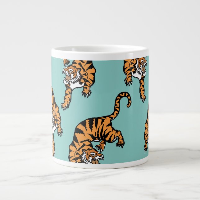 Asiatisk Tiger Mönster Jumbo Mugg (Framsidan)