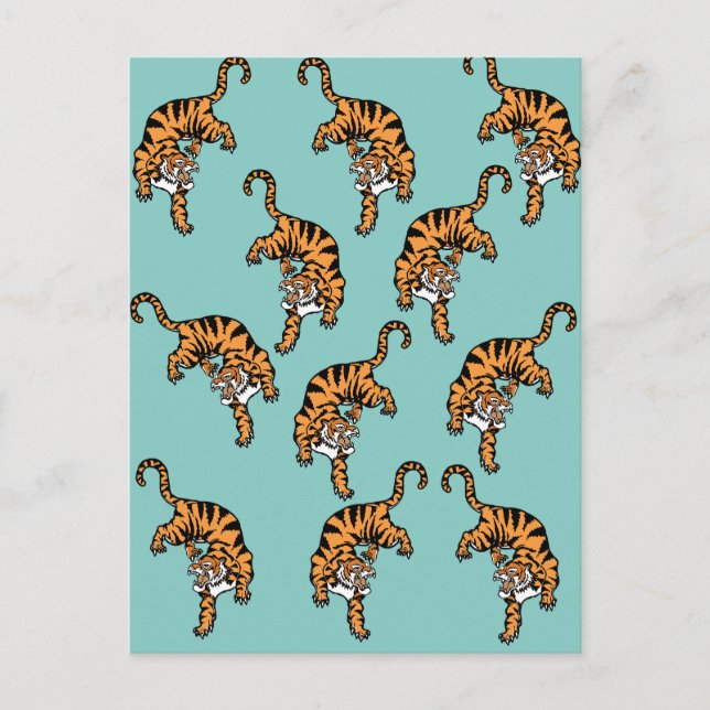 Asiatisk Tiger Mönster Vykort (Framsida)
