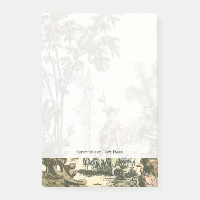 Asiatisk trädgård med kvinnor och djur post-it block (Framsida)